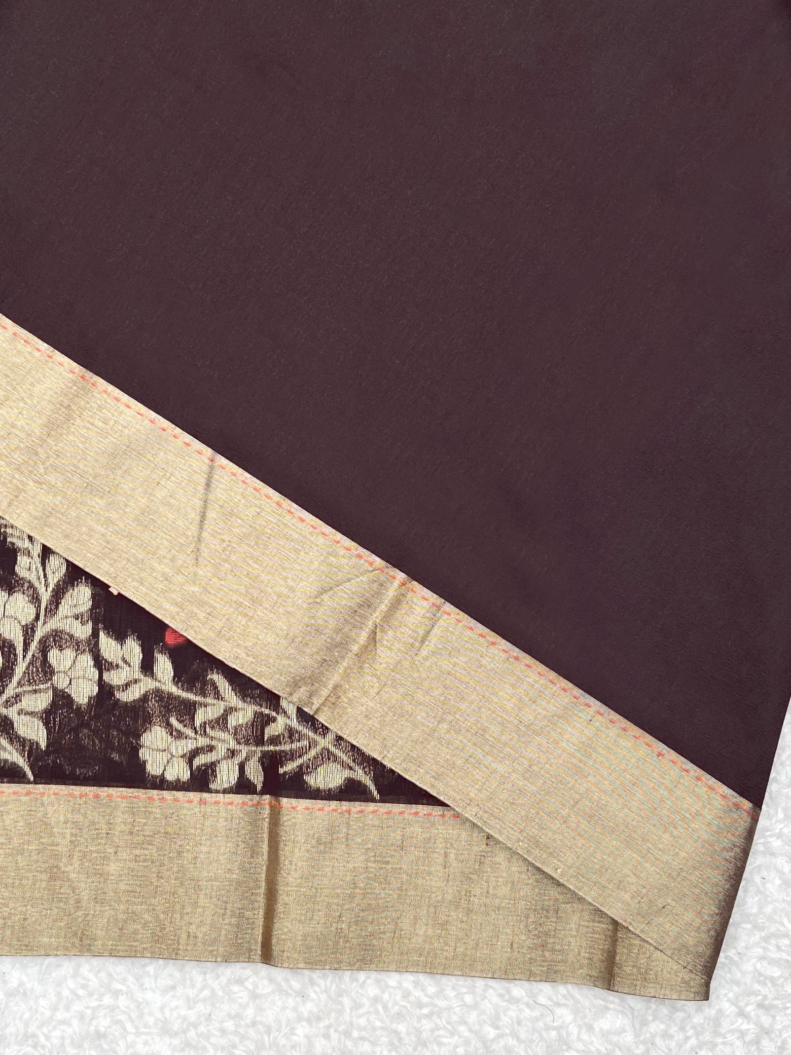 Brown Linen Silk Zari Weaving Border Saree with Fancy Rich Pallu
