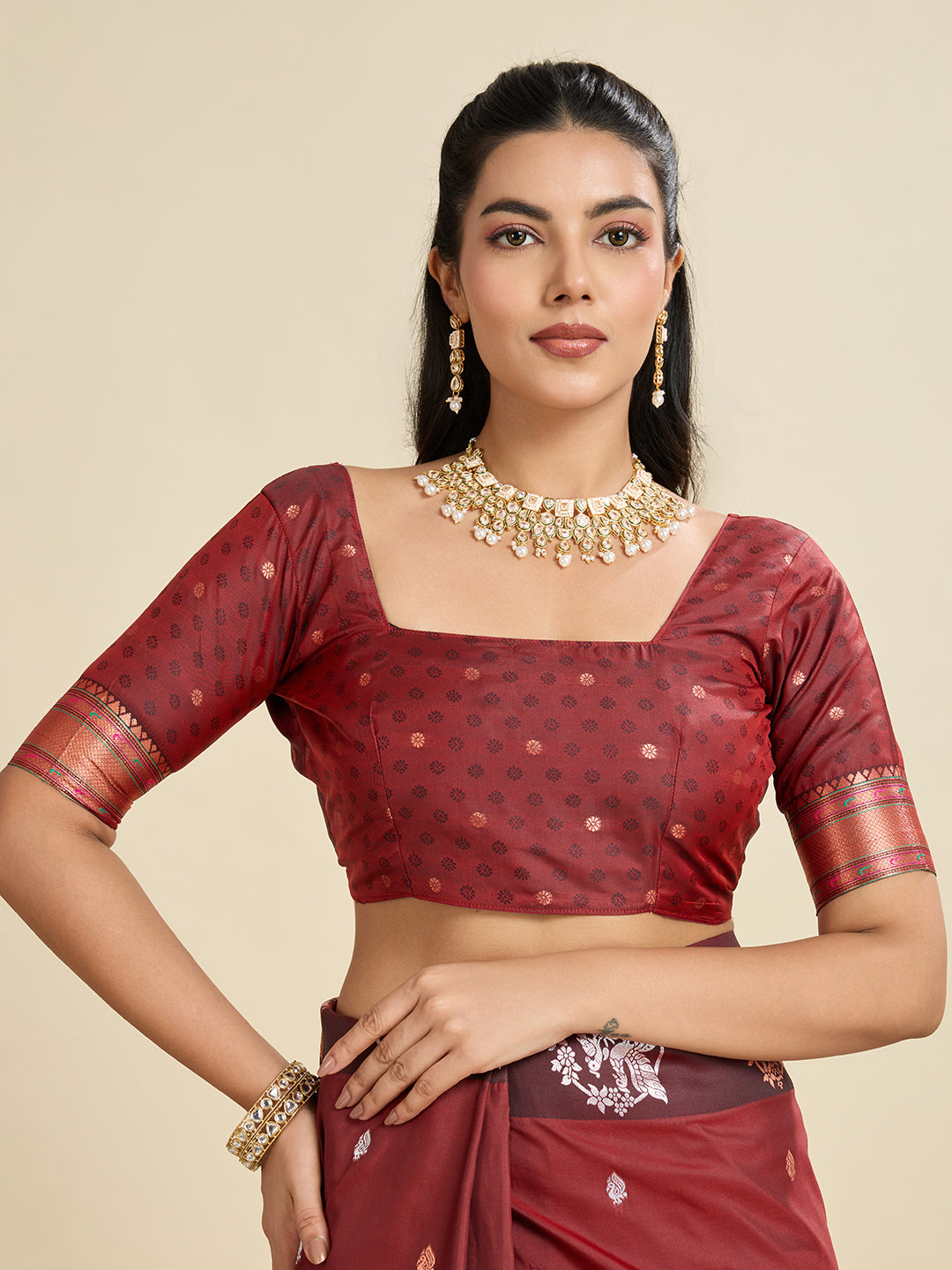 Deep Maroon Pure Silk Paithani Saree with Rich Zari Pallu