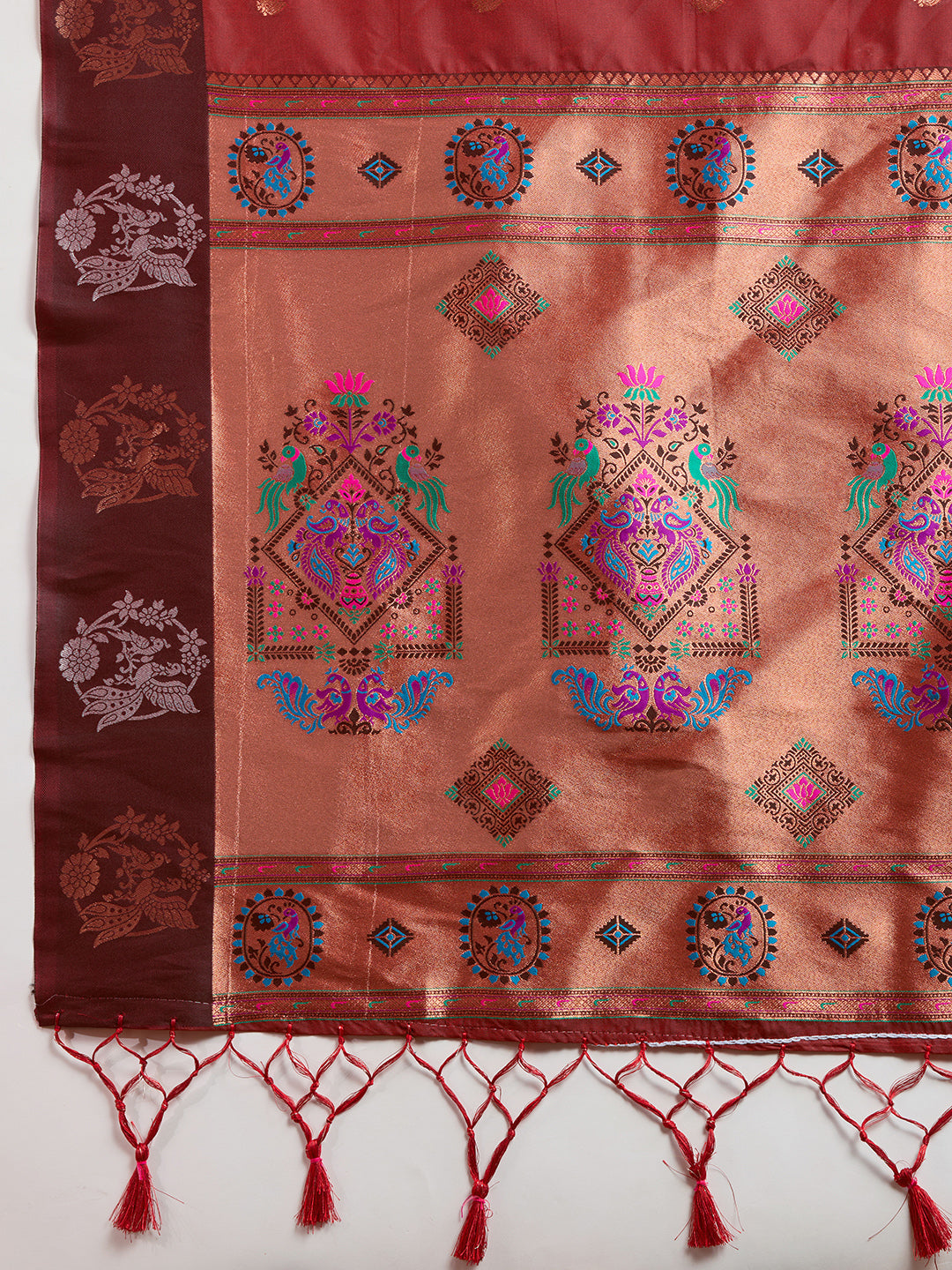 Deep Maroon Pure Silk Paithani Saree with Rich Zari Pallu
