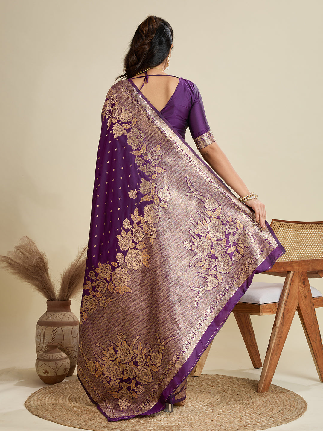 Purple Kanjivaram Silk Woven Trendy Saree