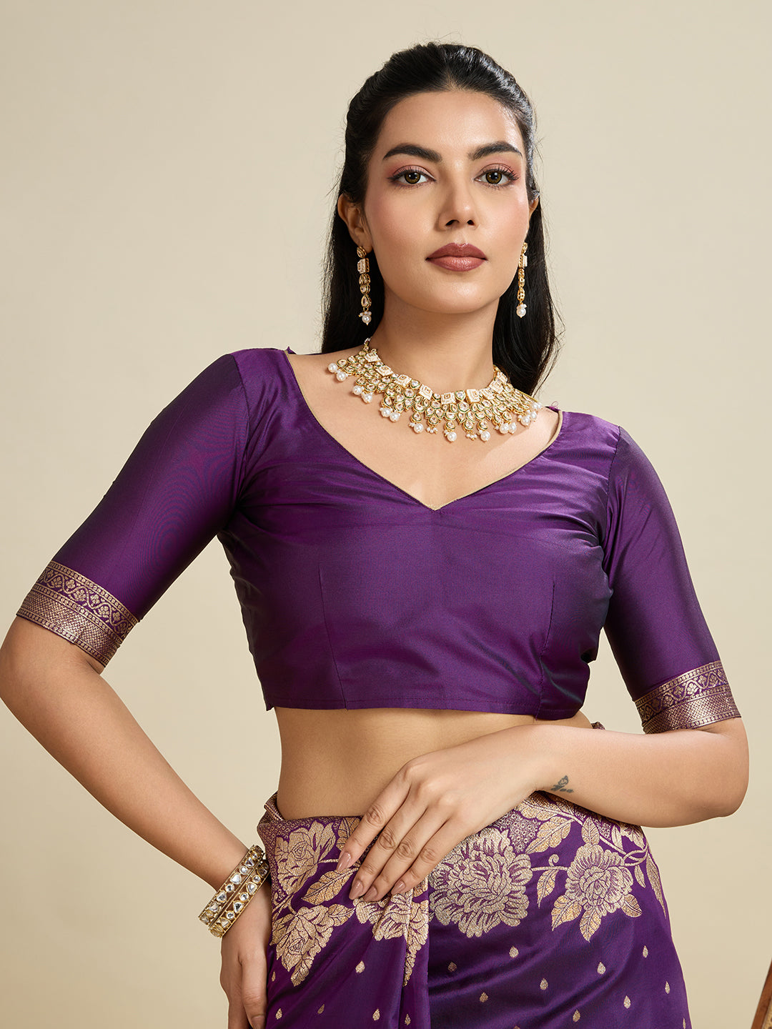 Purple Kanjivaram Silk Woven Trendy Saree