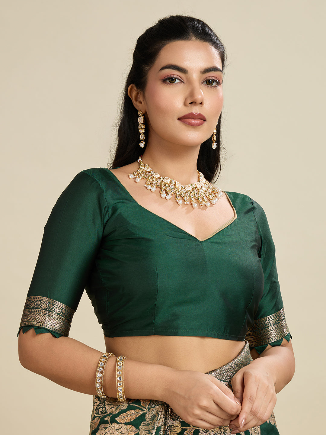 Kanjivaram Silk Classic Designer Saree in Green Enhanced with Woven