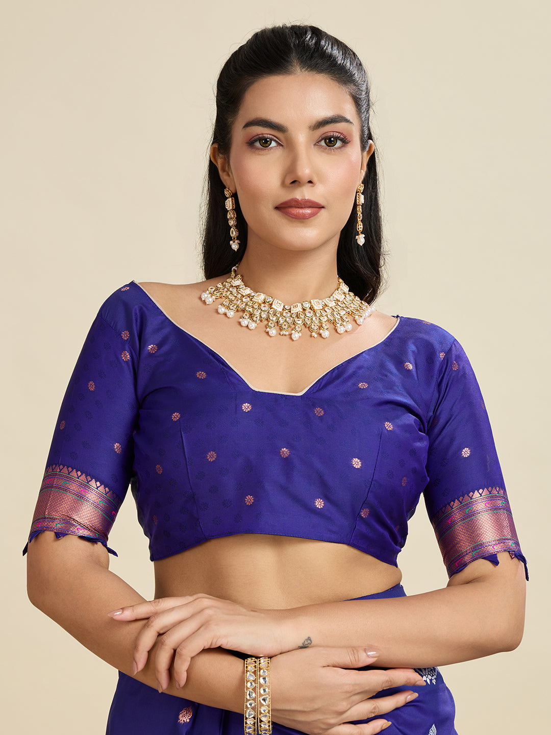 Royal Blue Banarasi Silk Saree with Zari Weave & Paithani Pallu