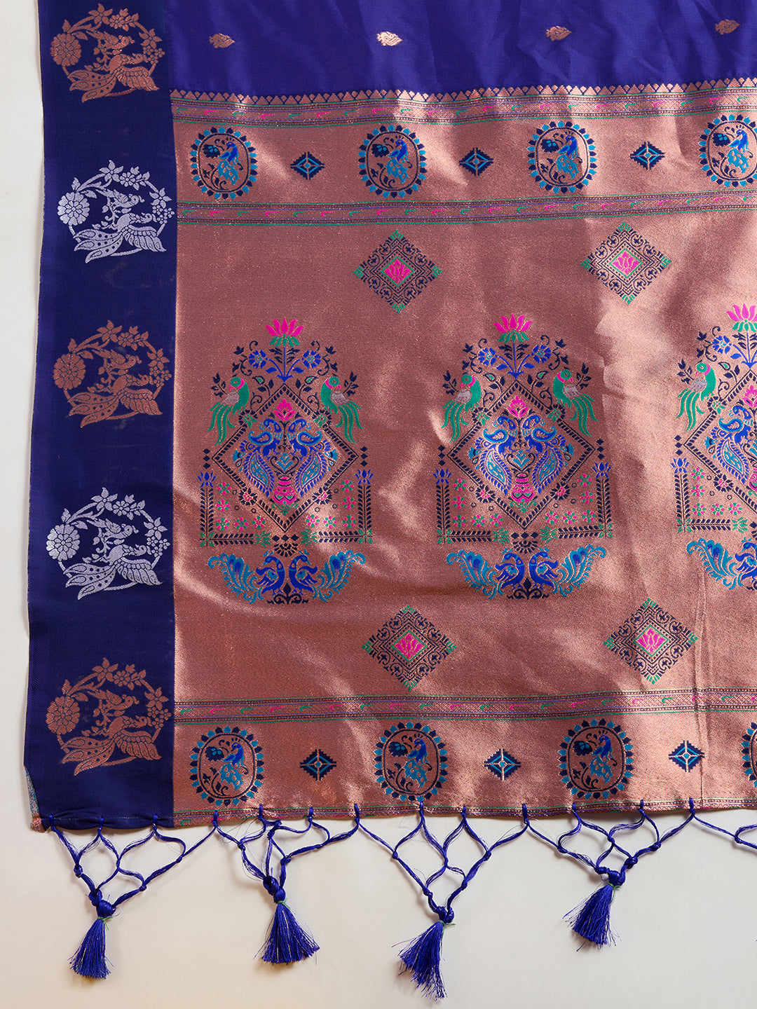 Royal Blue Banarasi Silk Saree with Zari Weave & Paithani Pallu