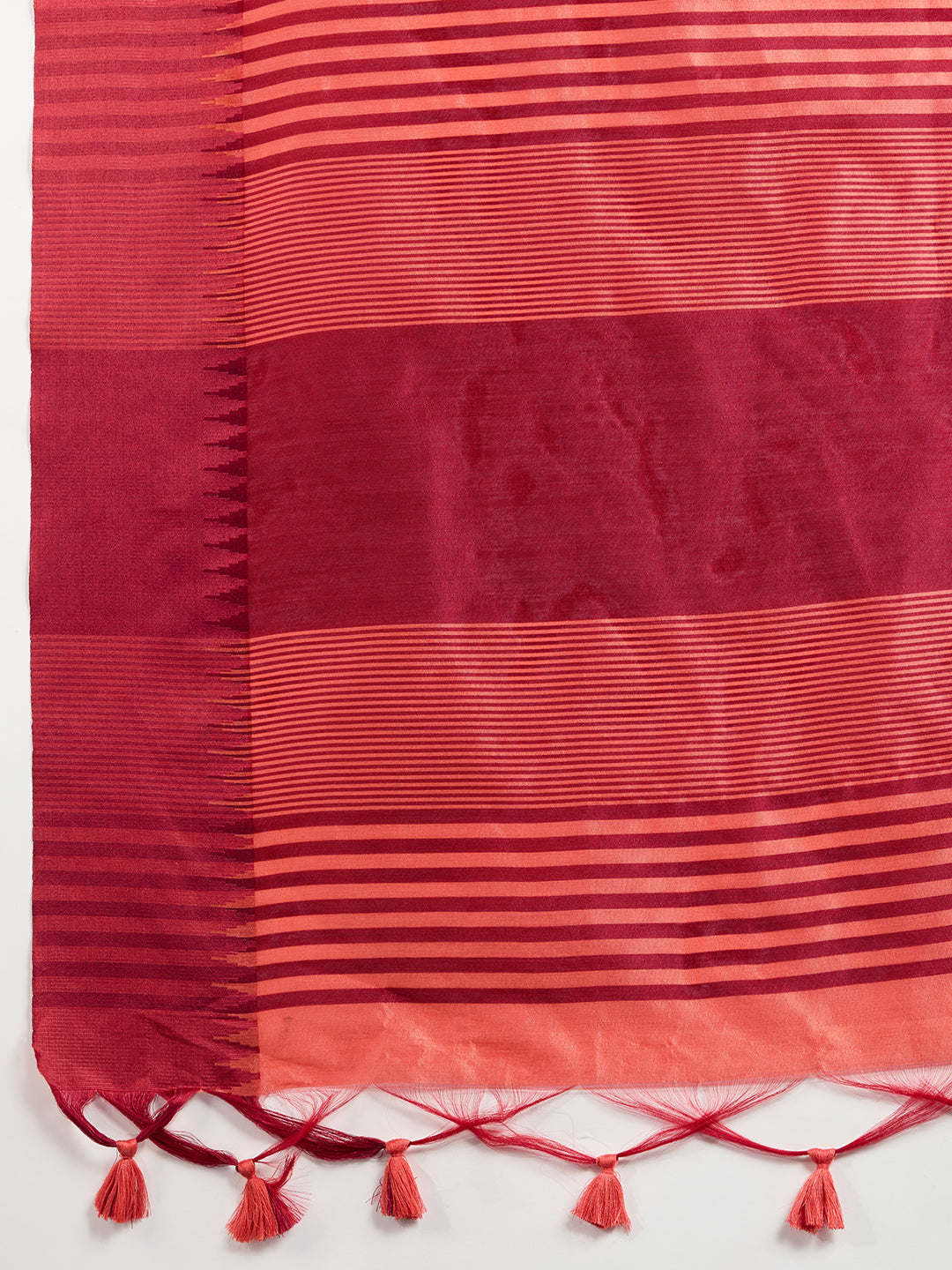 Exquisite Peach & Maroon Raw Silk Saree with Temple Border