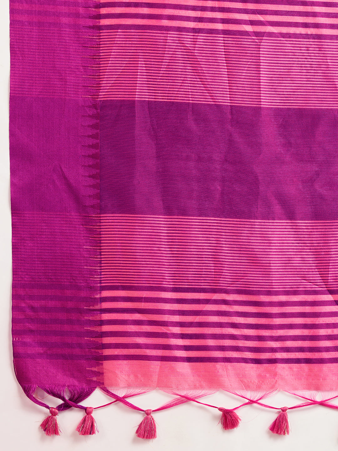 Pink Handcrafted Temple Zari Border Silk Blend Saree
