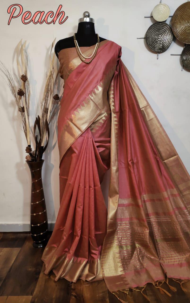 Aasam silk weaving saree with zari woven