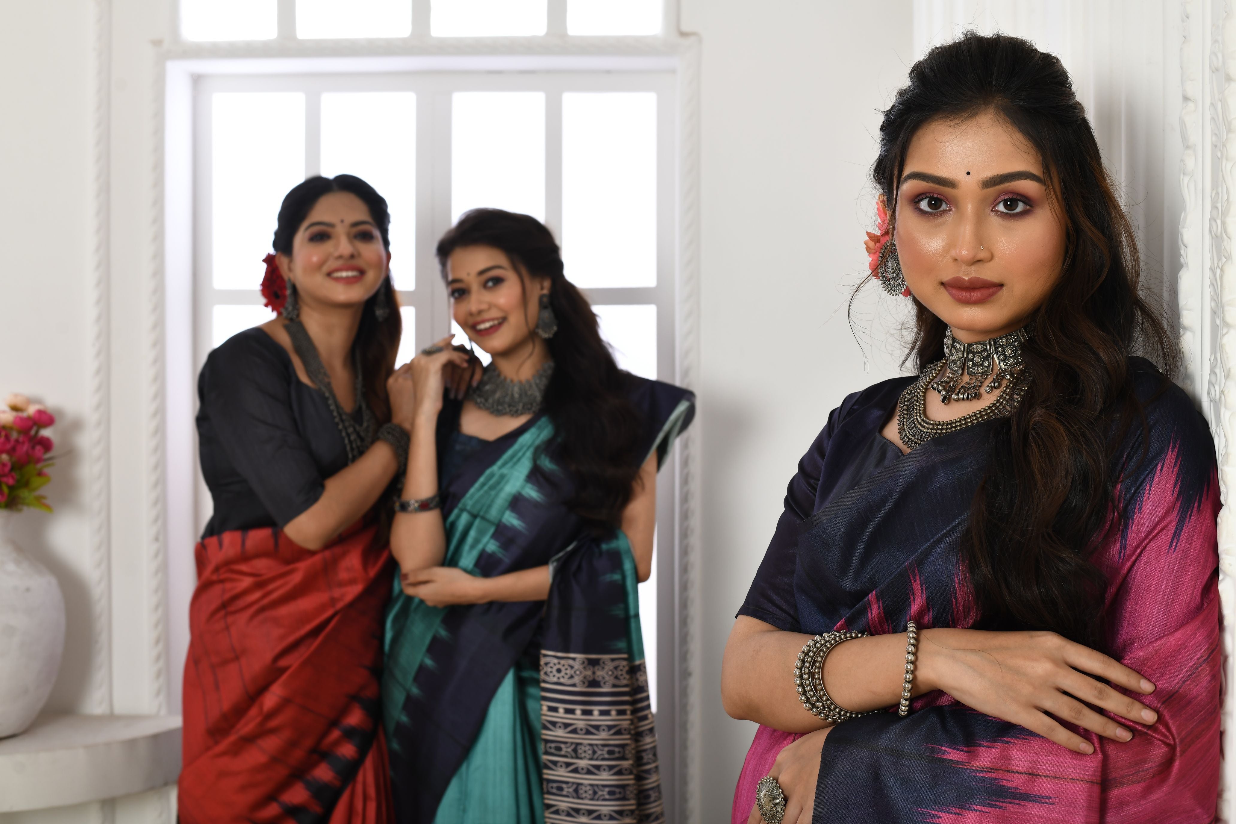 Soft Tussar silk saree with printed temple border