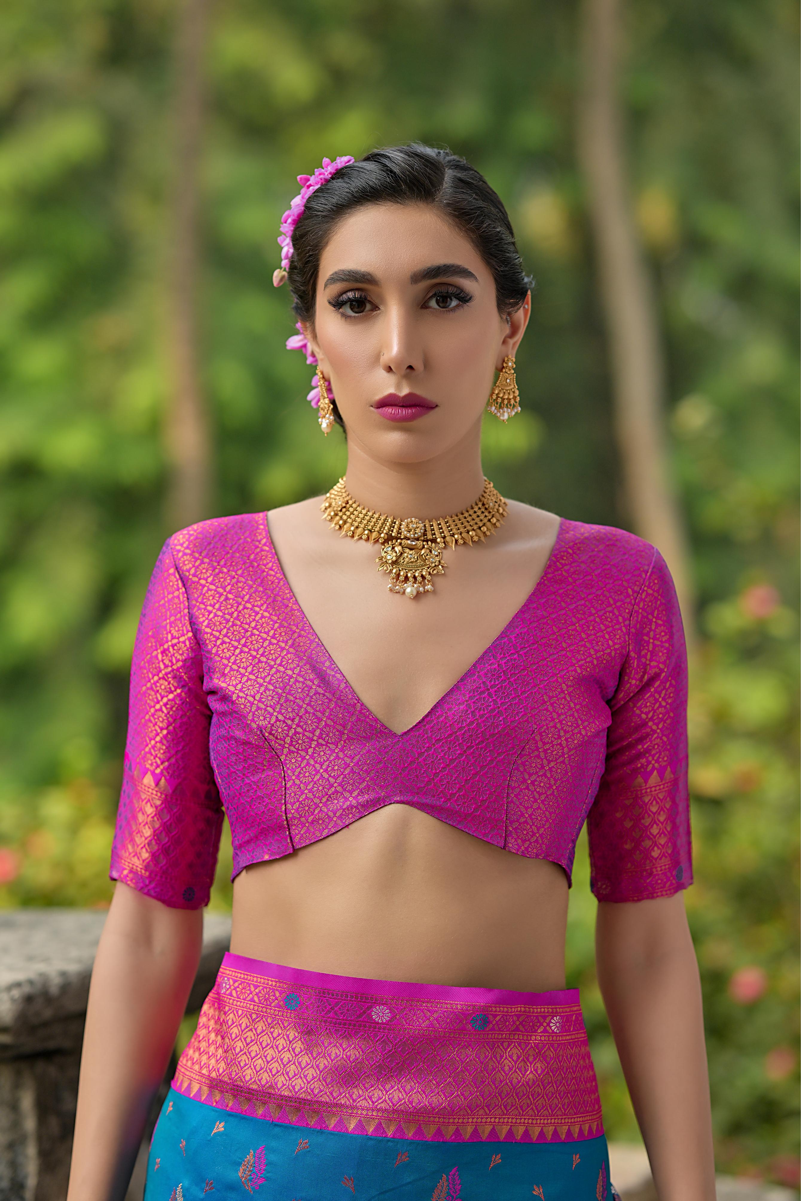 Regal Blue & Magenta Banarasi Silk Saree