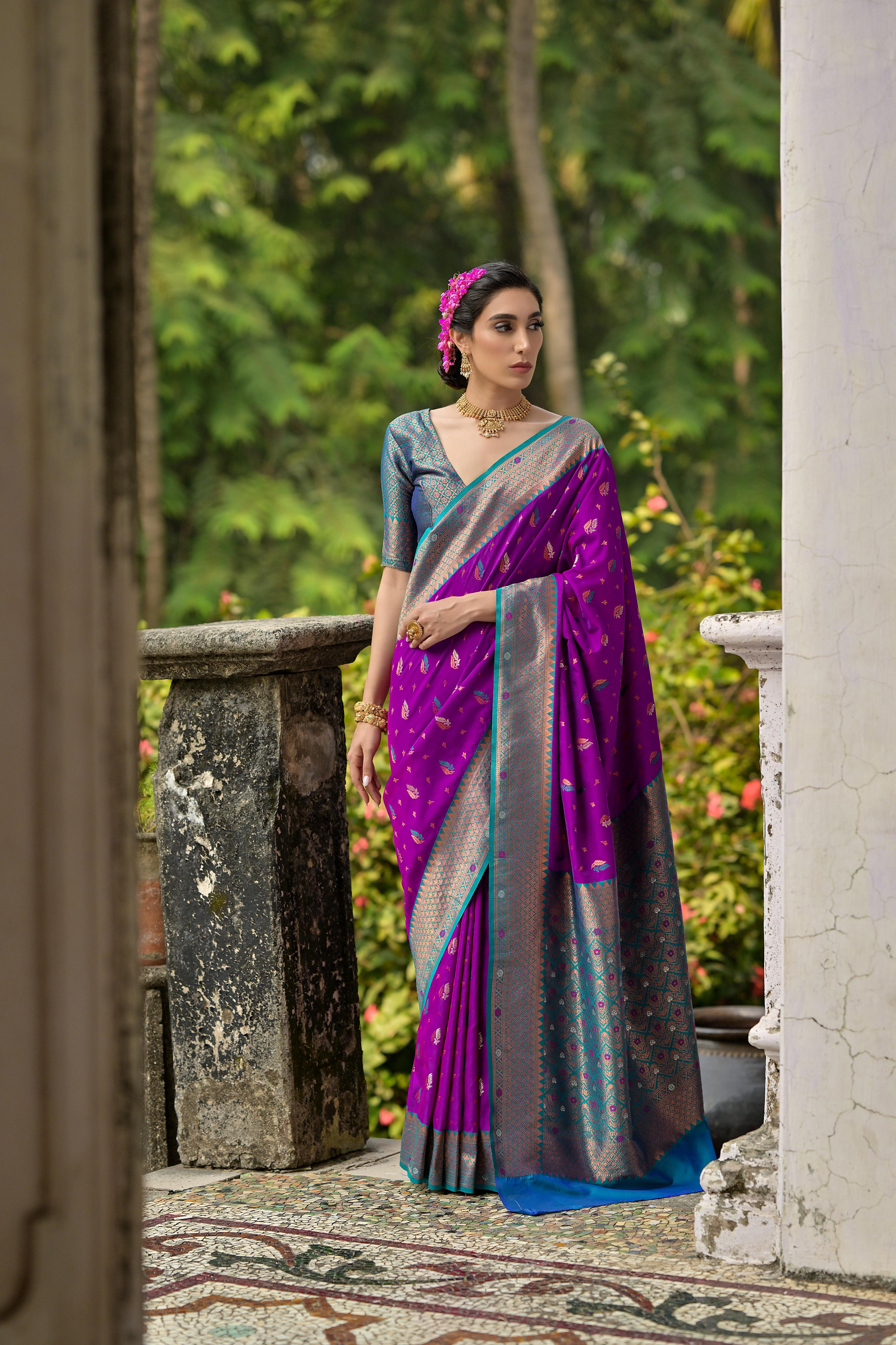 Vibrant Purple Banarasi Silk Saree for Special Occasions