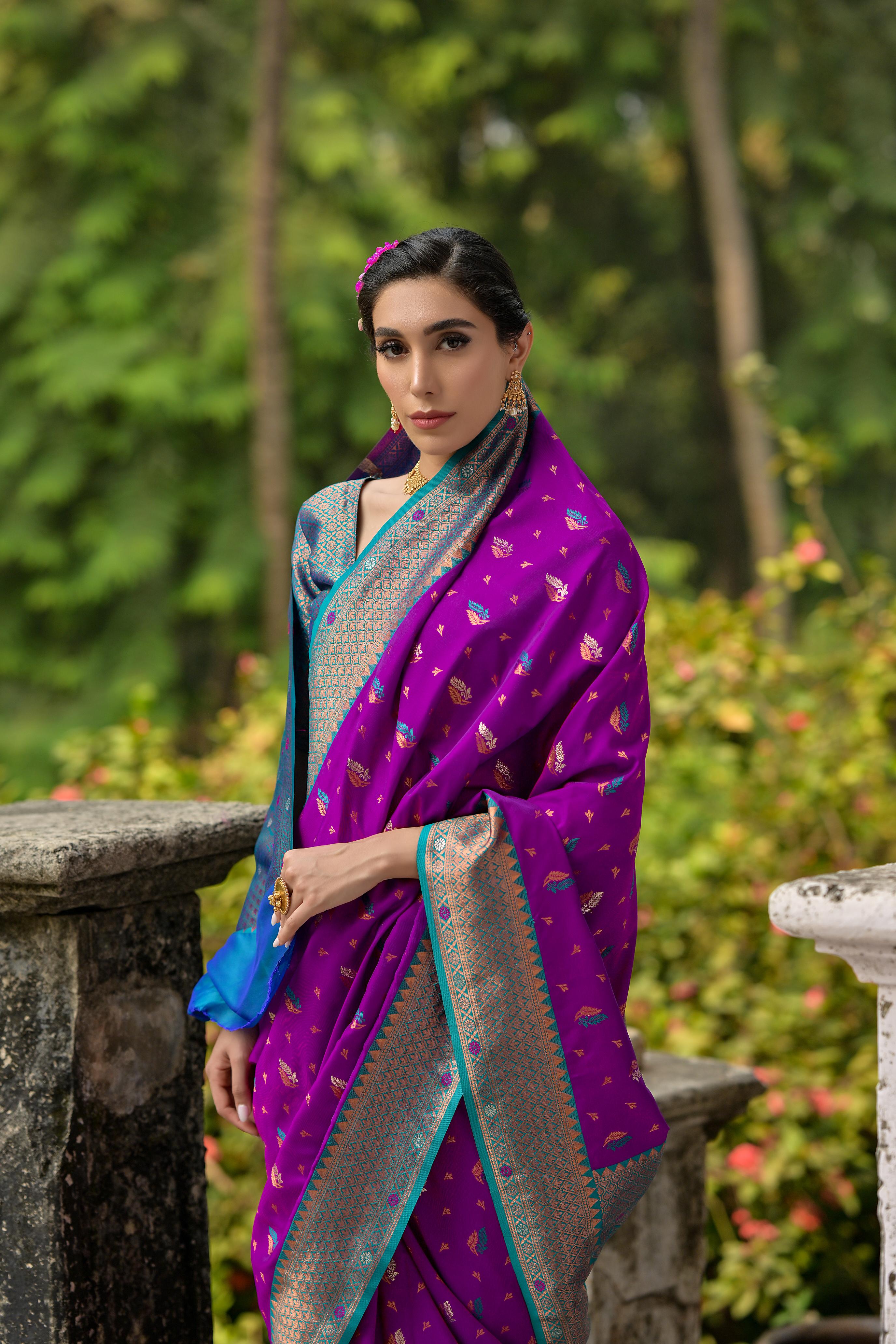 Vibrant Purple Banarasi Silk Saree for Special Occasions