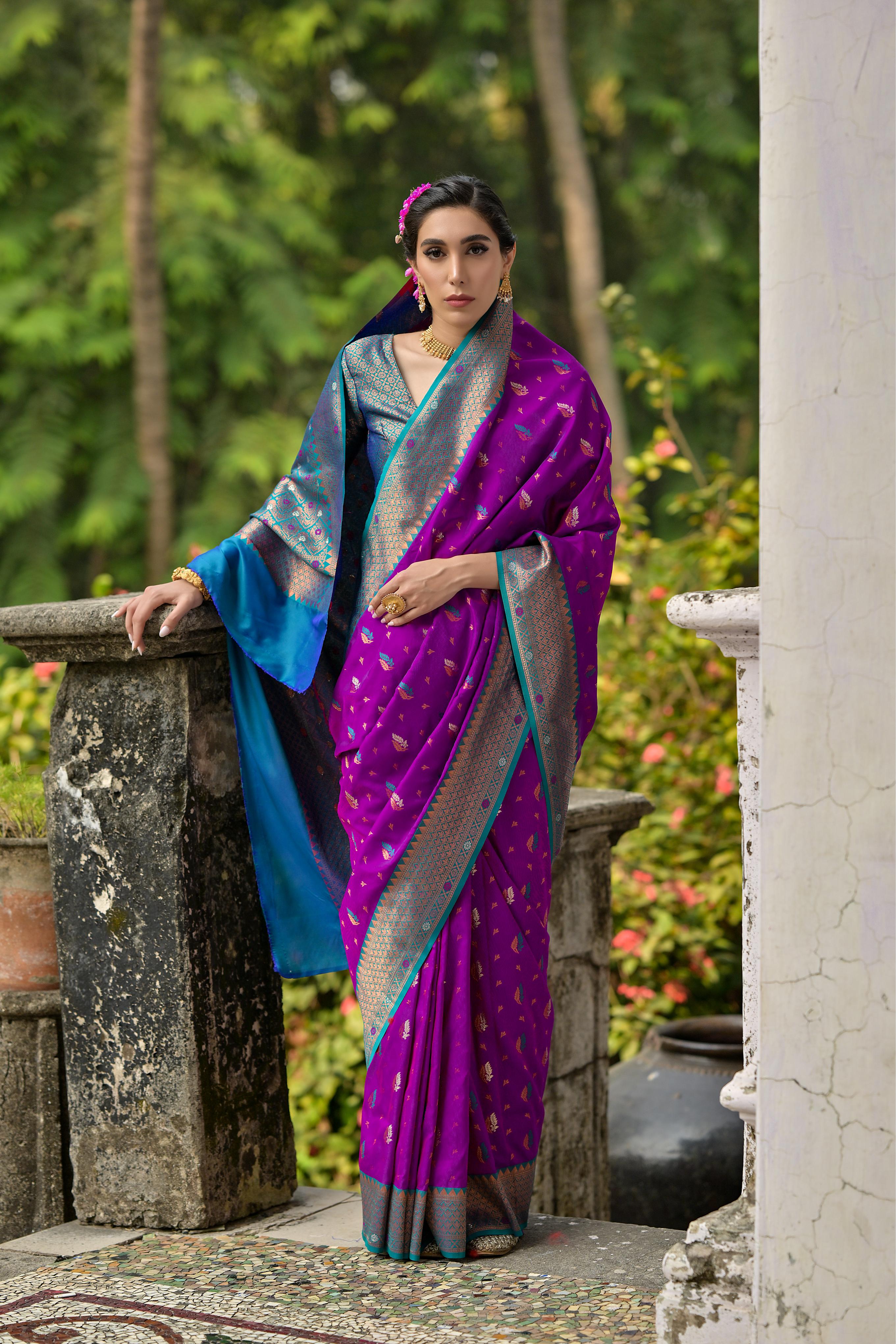 Vibrant Purple Banarasi Silk Saree for Special Occasions