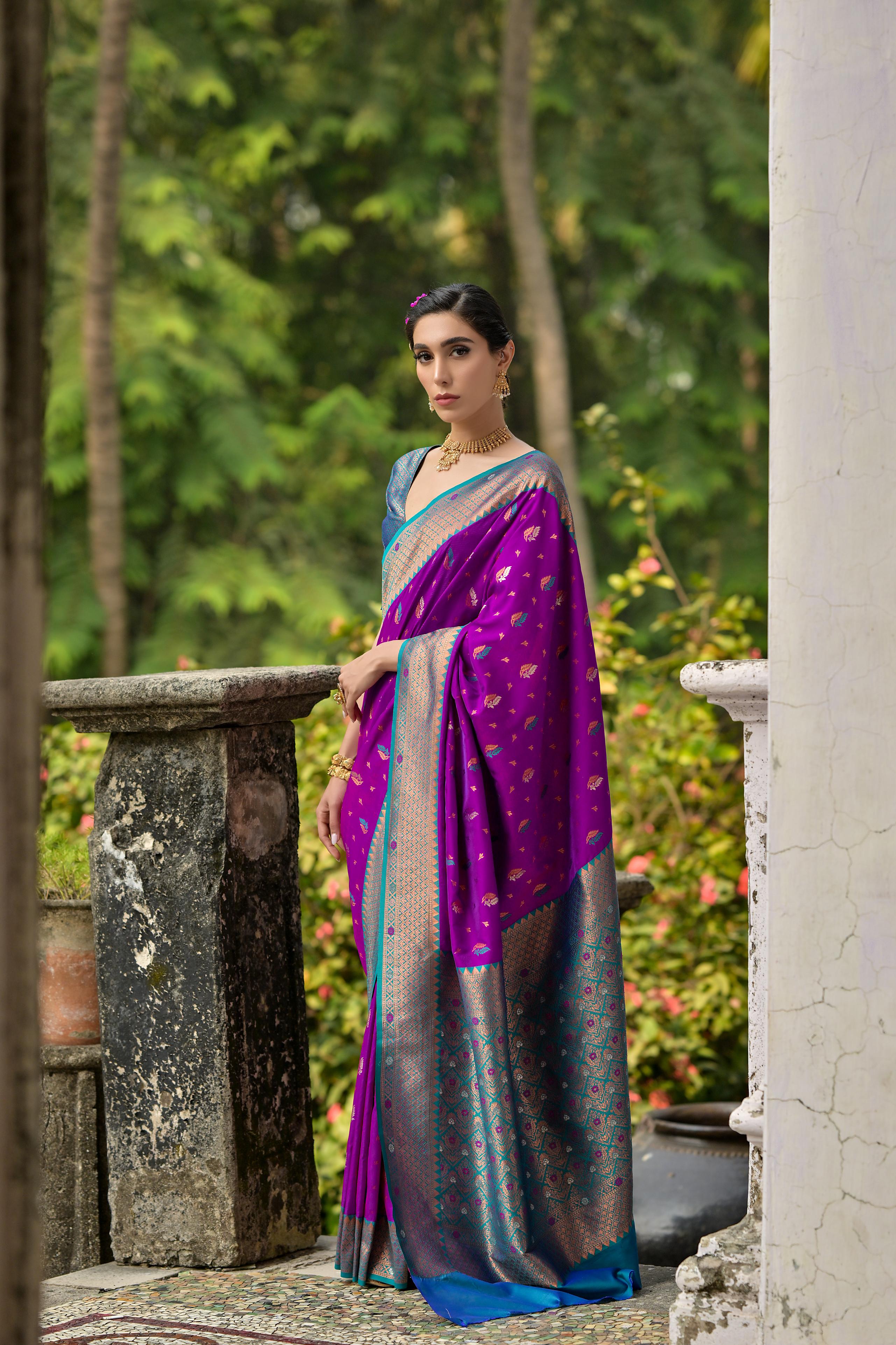 Vibrant Purple Banarasi Silk Saree for Special Occasions