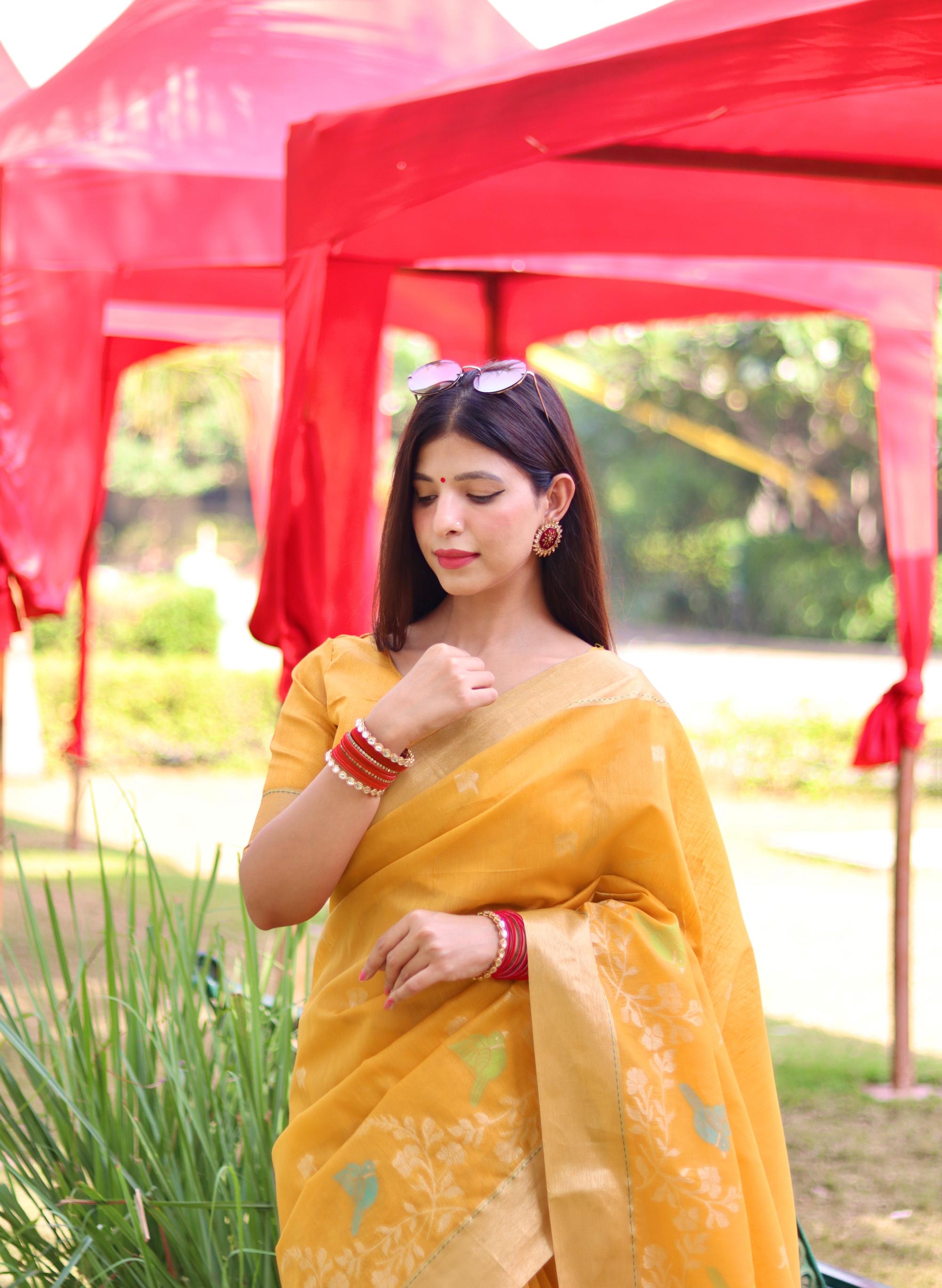 Graceful Yellow Saree - Perfect for Haldi & Celebrations
