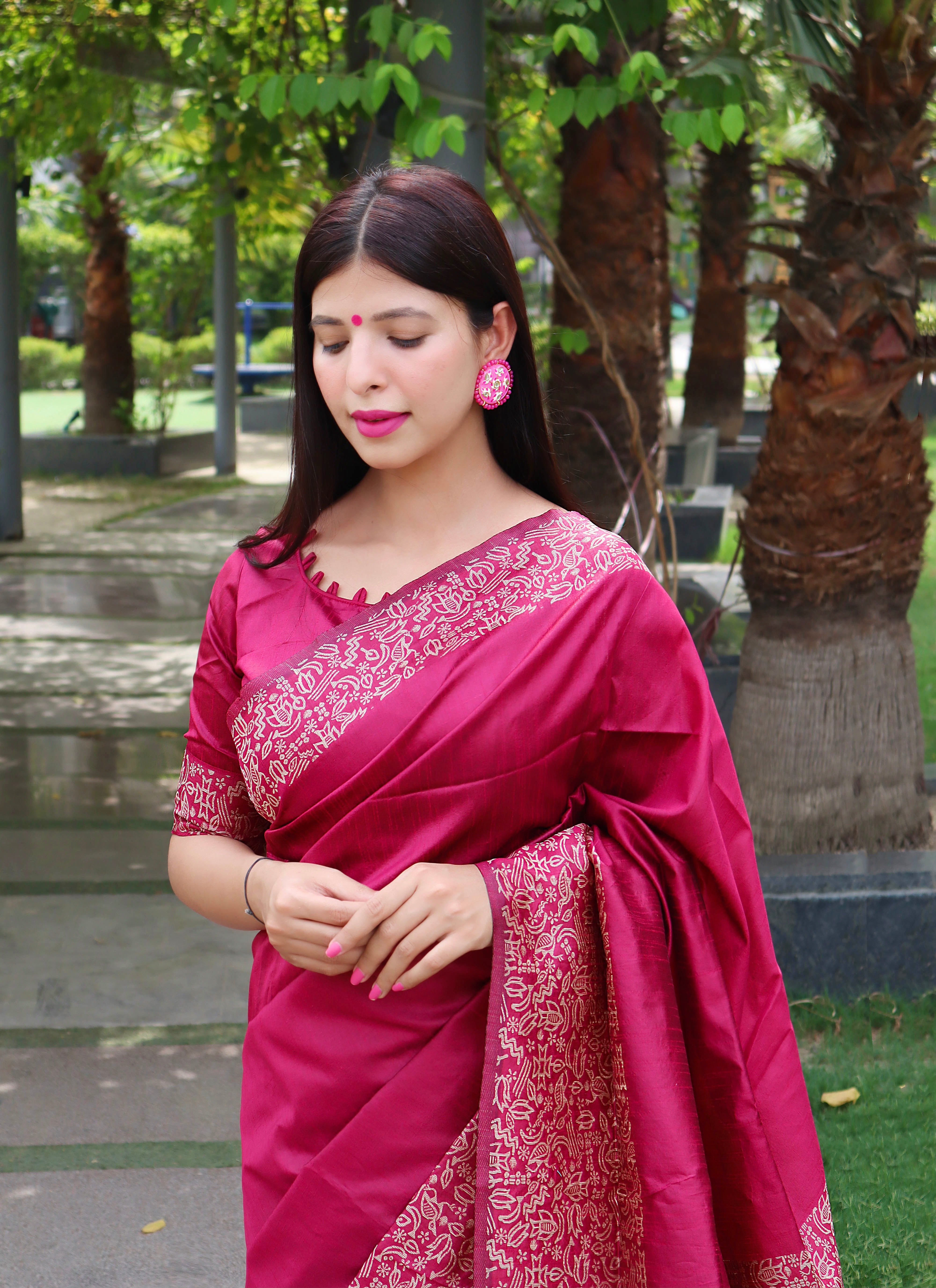 Traditional Handloom Pink Silk Saree with Rich Weaving
