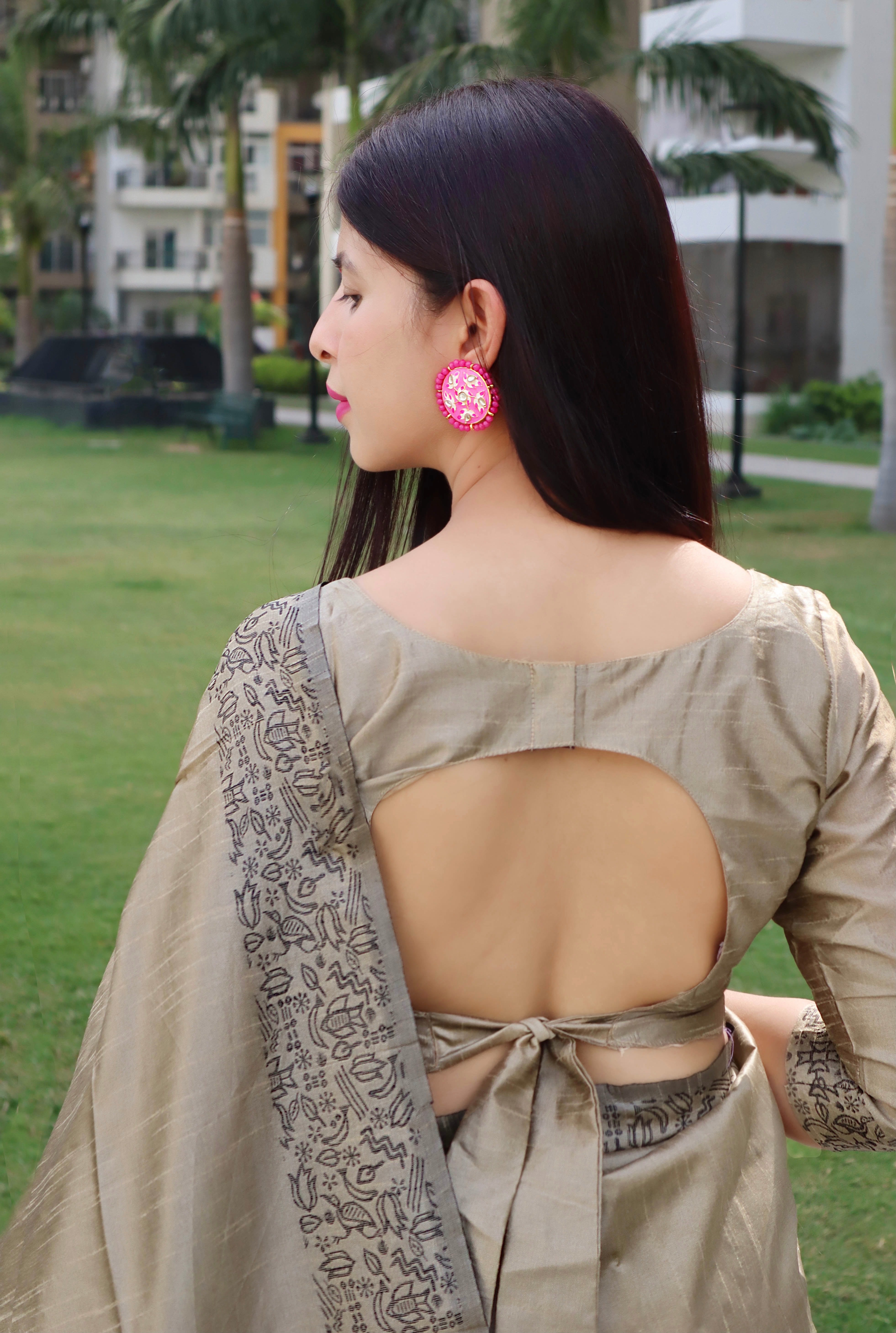 Designer Jacquard Silk Saree with Rich Pallu - Unstitched Blouse Piece