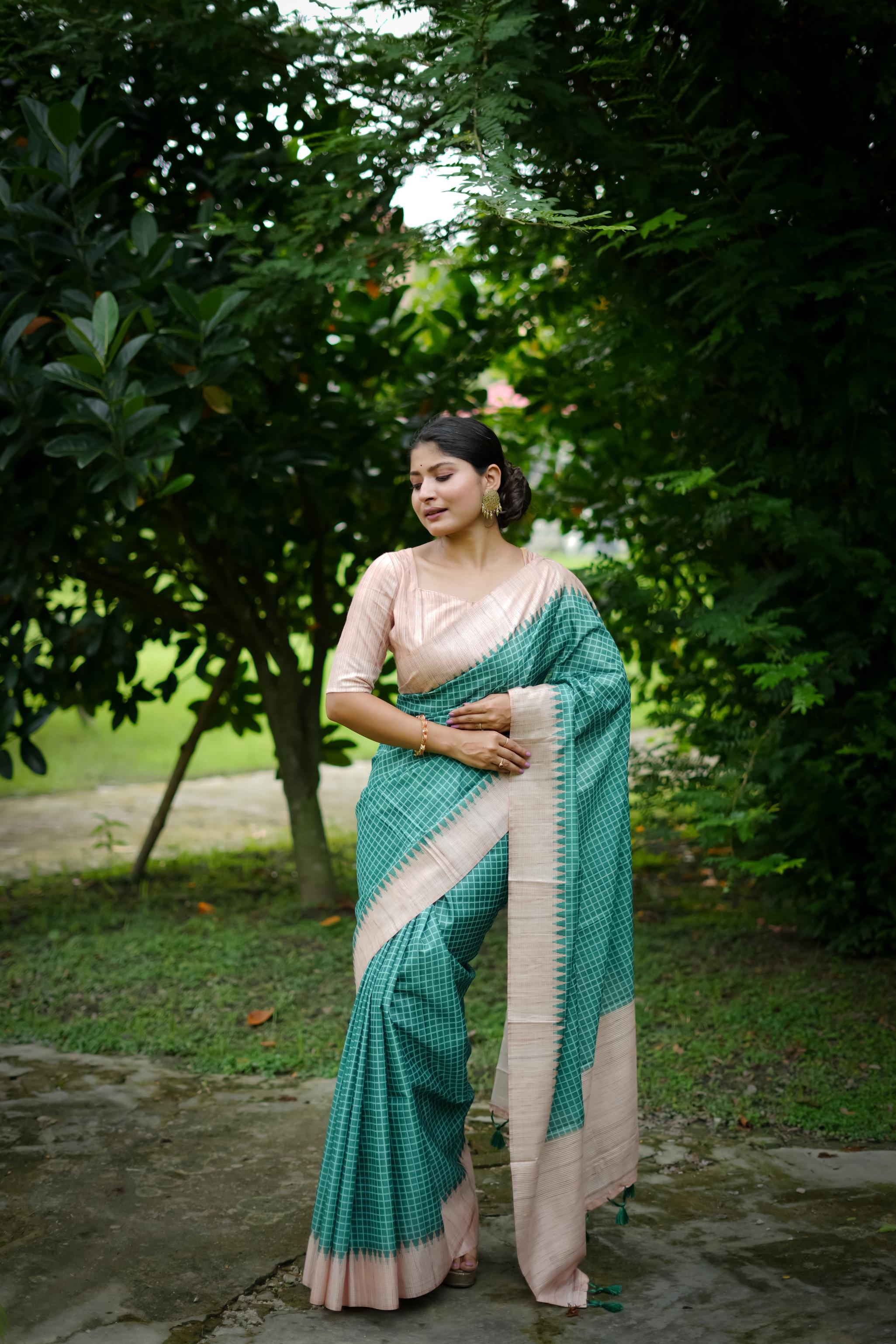 Printed Kanjivaram Tussar Silk Saree