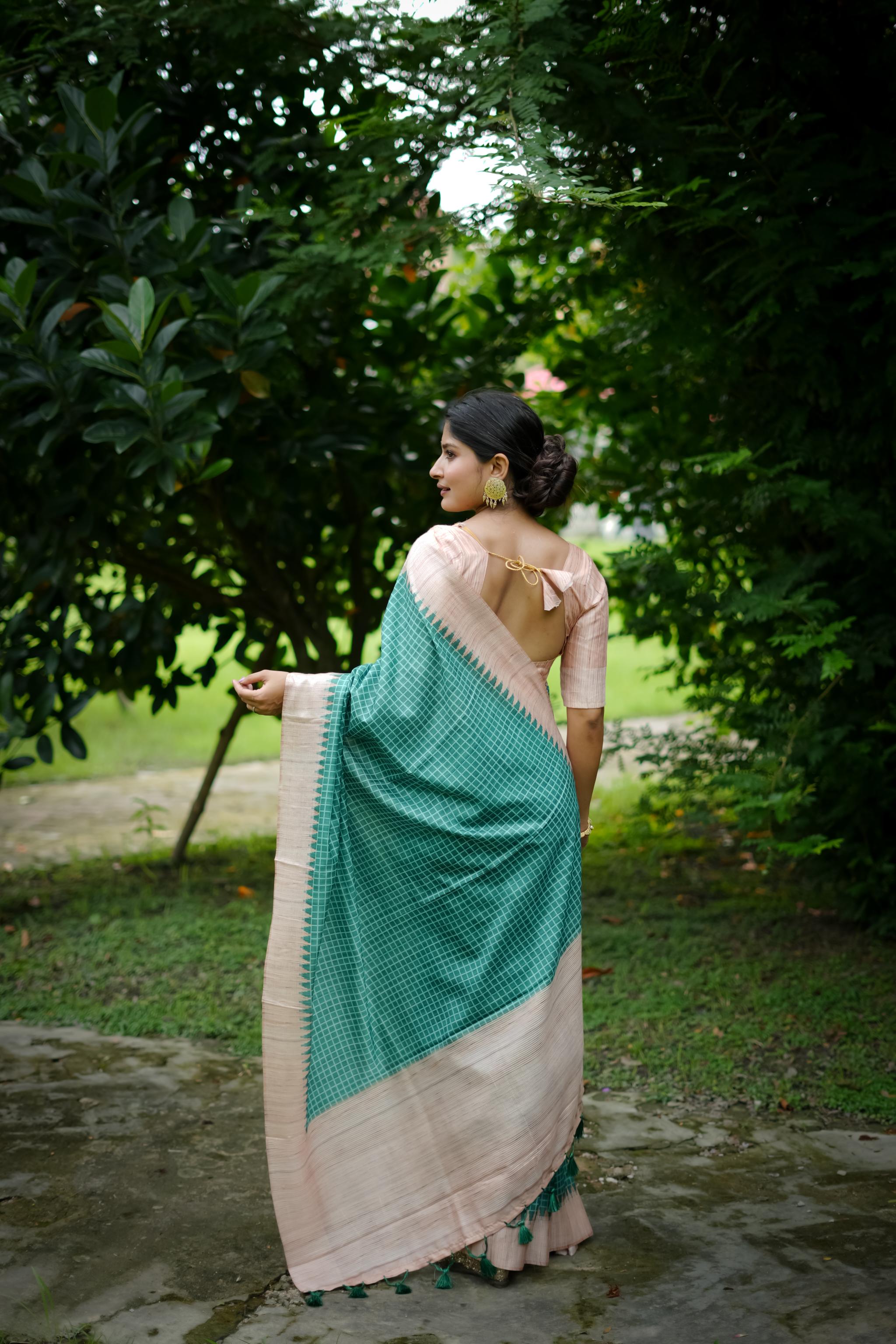 Printed Kanjivaram Tussar Silk Saree