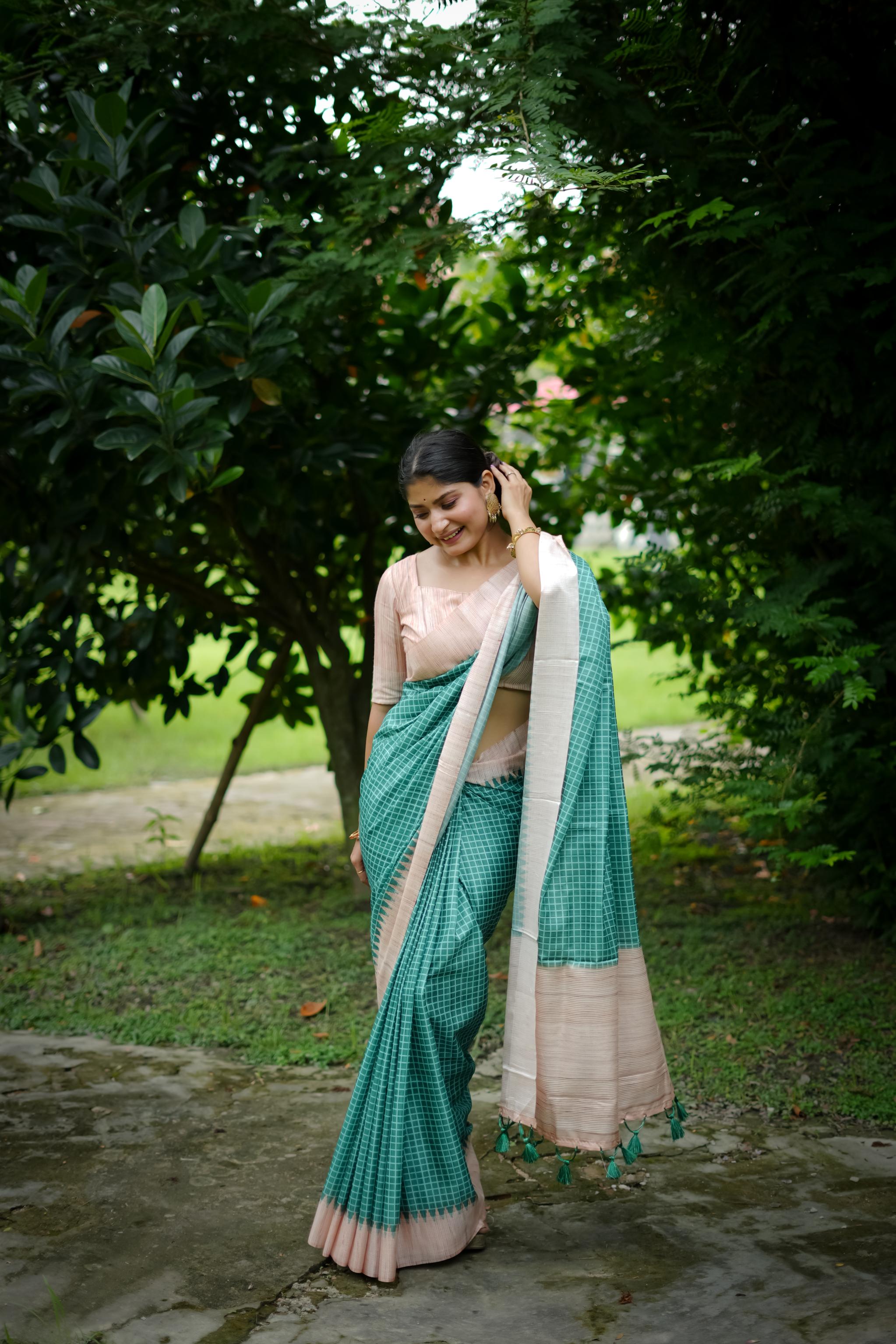 Printed Kanjivaram Tussar Silk Saree